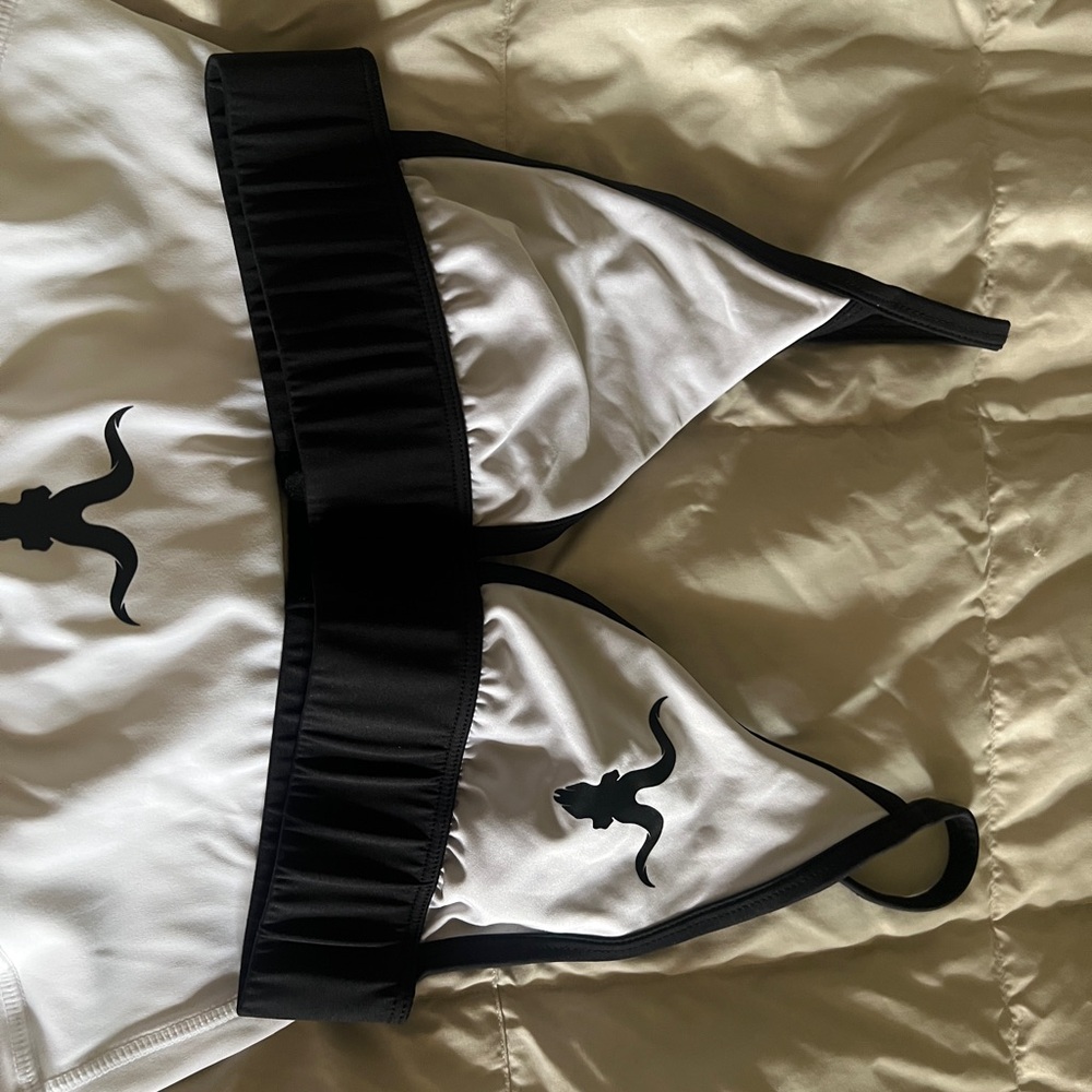 Black & White Triangle Swim Top with Logo